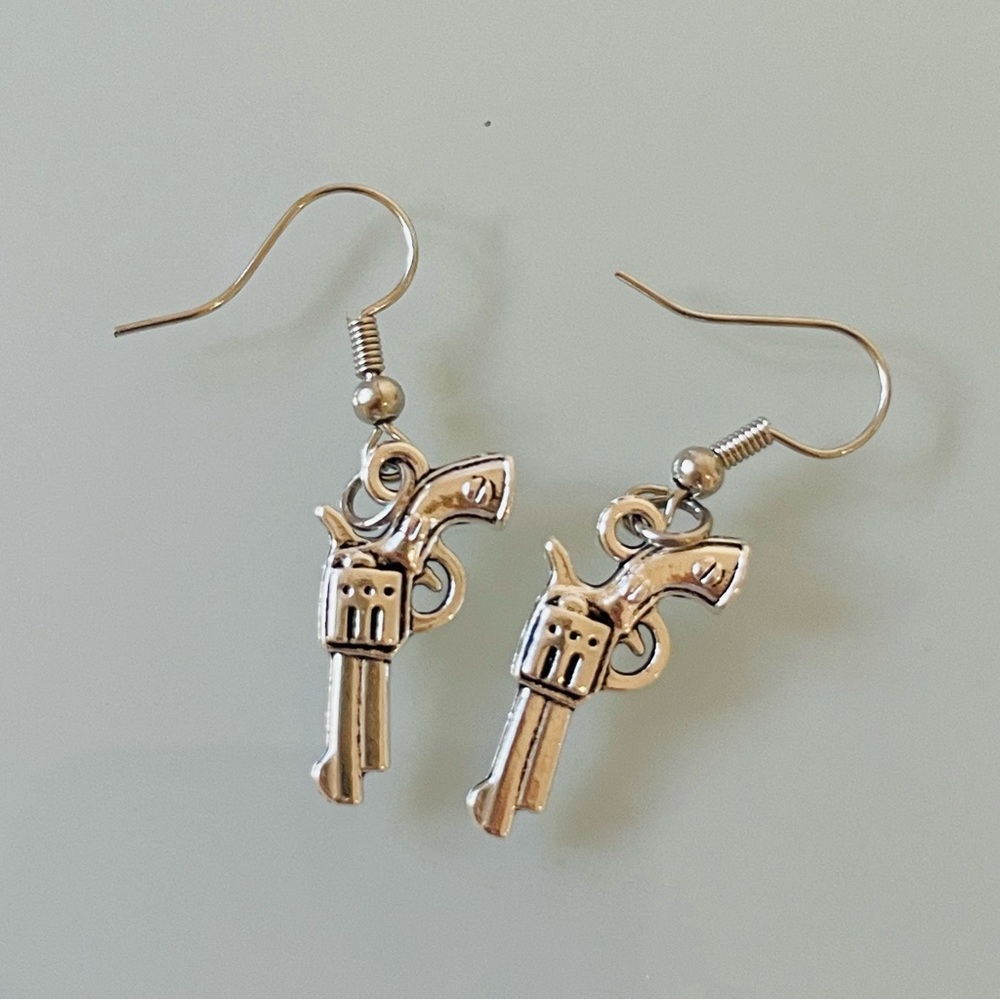 Handmade Pistol Gun Earrings